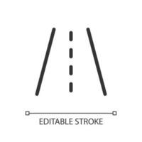 Road surface pixel perfect linear ui icon. Roadway markings. Highway. Interstate route. GUI, UX design. Outline isolated user interface element for app and web. Editable stroke vector