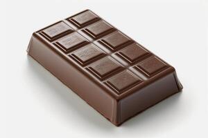 imagen de cerca arriba de un delicioso derritiendo chocolate bar aislado en blanco antecedentes. para chocolate festival, alimento, dulce postre, San Valentín día o chocolate día por ai generado foto