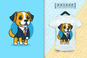 A Dog wearing a uniform like an office worker and a businessman in flat cartoon character design vector