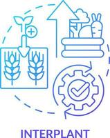 Interplant blue gradient concept icon. Plant multiple cultures. Increasing farming productivity abstract idea thin line illustration. Isolated outline drawing vector