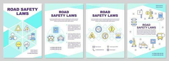 Road safety laws brochure template. Driving regulations. Leaflet design with linear icons. Editable 4 vector layouts for presentation, annual reports