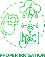 Proper irrigation green gradient concept icon. Automated watering system. Increased crop yield abstract idea thin line illustration. Isolated outline drawing vector