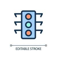 Traffic light pixel perfect RGB color ui icon. Crossing intersection. Simple filled line element. GUI, UX design for mobile app. Vector isolated pictogram. Editable stroke