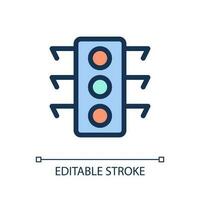 Traffic light pixel perfect RGB color ui icon. Crossing intersection. Simple filled line element. GUI, UX design for mobile app. Vector isolated pictogram. Editable stroke