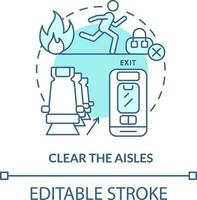 claro pasillos turquesa concepto icono. sobreviviente avión choque resumen idea Delgado línea ilustración. emergencia evacuación. aislado contorno dibujo. editable carrera vector