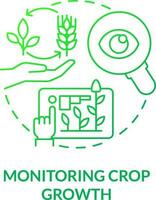 Monitoring crop growth green gradient concept icon. Observe progress. Increased crop yield abstract idea thin line illustration. Isolated outline drawing vector