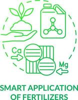 Smart application of fertilizers green gradient concept icon. Soil nutrition. Increased crop yield abstract idea thin line illustration. Isolated outline drawing vector