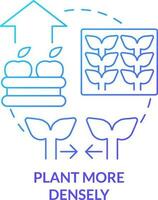 planta más densamente azul degradado concepto icono. cantidad de plantas. creciente agricultura productividad resumen idea Delgado línea ilustración. aislado contorno dibujo vector