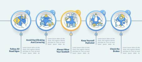 Driving safety for commercial drivers circle infographic template. Data visualization with 5 steps. Editable timeline info chart. Workflow layout with line icons vector