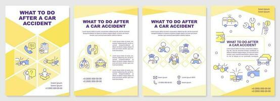 What to do after accident brochure template. Leaflet design with linear icons. Editable 4 vector layouts for presentation, annual reports