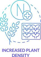 Increased plant density blue gradient concept icon. Nitrogen for soil. Source of agricultural productivity abstract idea thin line illustration. Isolated outline drawing vector