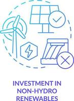 Investment in non hydro renewables blue gradient concept icon. Clean power. Net zero practice abstract idea thin line illustration. Isolated outline drawing vector