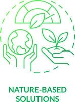 Nature based solutions green gradient concept icon. Dealing with pollutions. Global net zero goal abstract idea thin line illustration. Isolated outline drawing vector