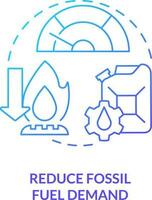 Reduce fossil fuel demand blue gradient concept icon. Net zero practice. Carbon removal strategy abstract idea thin line illustration. Isolated outline drawing vector