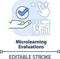 Microlearning evaluations light blue concept icon. Micro learning module abstract idea thin line illustration. Assessment. Isolated outline drawing. Editable stroke vector