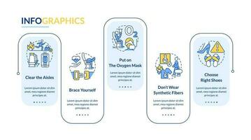 Surviving air accident rectangle infographic template. Oxygen mask. Data visualization with 5 steps. Editable timeline info chart. Workflow layout with line icons vector