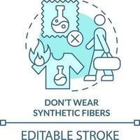 Dont wear synthetic fibers turquoise concept icon. Surviving plane crash abstract idea thin line illustration. Isolated outline drawing. Editable stroke vector