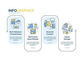 Prepare for hail storm rectangle infographic template. Draw curtains. Data visualization with 4 steps. Editable timeline info chart. Workflow layout with line icons vector