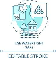 utilizar estanco seguro turquesa concepto icono. inundar la seguridad medida resumen idea Delgado línea ilustración. agua resistencia. aislado contorno dibujo. editable carrera vector