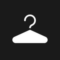 Hanger dark mode glyph ui icon. Keep clothes neat. Boutique inventory. User interface design. White silhouette symbol on black space. Solid pictogram for web, mobile. Vector isolated illustration