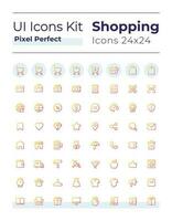 E commerce pixel perfect gradient linear ui icons set. Retail shop. Purchasing experience. Line contour user interface symbols. Modern style pictograms. Vector isolated outline illustrations
