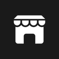 Online marketplace dark mode glyph ui icon. Digital marketplace. User interface design. White silhouette symbol on black space. Solid pictogram for web, mobile. Vector isolated illustration