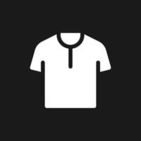 T shirt dark mode glyph ui icon. Men clothing store. Online marketplace. User interface design. White silhouette symbol on black space. Solid pictogram for web, mobile. Vector isolated illustration