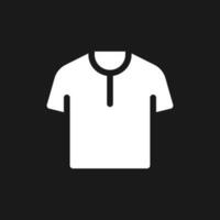 T shirt dark mode glyph ui icon. Men clothing store. Online marketplace. User interface design. White silhouette symbol on black space. Solid pictogram for web, mobile. Vector isolated illustration