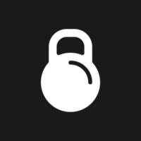 Kettlebell dark mode glyph ui icon. Sports gear store. E commerce. User interface design. White silhouette symbol on black space. Solid pictogram for web, mobile. Vector isolated illustration