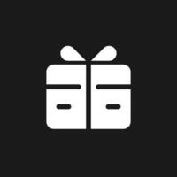 Free gift card dark mode glyph ui icon. Refer-a-friend reward. User interface design. White silhouette symbol on black space. Solid pictogram for web, mobile. Vector isolated illustration