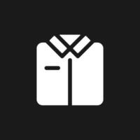 Folded shirt dark mode glyph ui icon. Work uniform. Pajamas store. User interface design. White silhouette symbol on black space. Solid pictogram for web, mobile. Vector isolated illustration