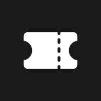Coupon dark mode glyph ui icon. Customer loyalty status. Discount code. User interface design. White silhouette symbol on black space. Solid pictogram for web, mobile. Vector isolated illustration