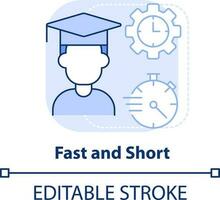 Fast and short light blue concept icon. Microlearning principle abstract idea thin line illustration. Bite-sized learning. Isolated outline drawing. Editable stroke vector