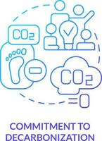 Commitment to decarbonization blue gradient concept icon. Reduce pollutants. Net zero practice abstract idea thin line illustration. Isolated outline drawing vector