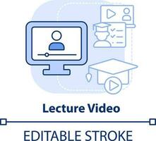 Lecture video light blue concept icon. Microlearning example abstract idea thin line illustration. Pedagogical tool. Isolated outline drawing. Editable stroke vector