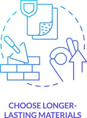 Choose longer lasting materials blue gradient concept icon. Building supplies. Carbon reduction strategy abstract idea thin line illustration. Isolated outline drawing