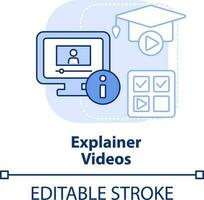 Explainer videos light blue concept icon. Microlearning abstract idea thin line illustration. Small duration of content. Isolated outline drawing. Editable stroke vector