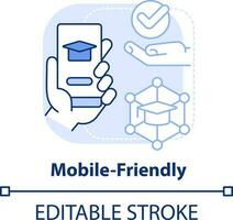 compatible con dispositivos móviles ligero azul concepto icono. microaprendizaje característica resumen idea Delgado línea ilustración. e-learning software. aislado contorno dibujo. editable carrera vector