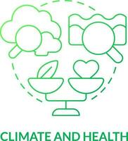 Climate and health green gradient concept icon. Pollution impact on wellbeing. Global net zero goal abstract idea thin line illustration. Isolated outline drawing vector