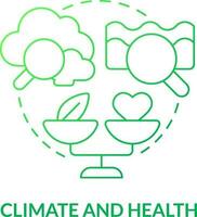 Climate and health green gradient concept icon. Pollution impact on wellbeing. Global net zero goal abstract idea thin line illustration. Isolated outline drawing vector