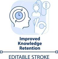 Improved knowledge retention light blue concept icon. Microtraining benefit abstract idea thin line illustration. Isolated outline drawing. Editable stroke vector