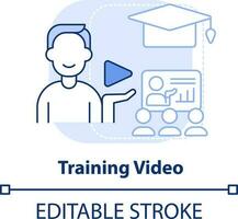 Training video light blue concept icon. Microlearning video example abstract idea thin line illustration. Online streaming. Isolated outline drawing. Editable stroke vector