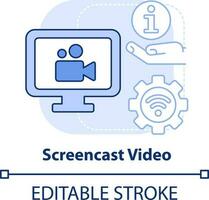 Screencast video light blue concept icon. Microtraining video type abstract idea thin line illustration. Screen recording. Isolated outline drawing. Editable stroke vector