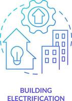 Building electrification blue gradient concept icon. Energy efficiency. Net zero practice abstract idea thin line illustration. Isolated outline drawing vector