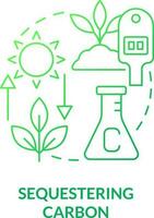 Sequestering carbon green gradient concept icon. Reducing CO2 pollution. Net zero strategy abstract idea thin line illustration. Isolated outline drawing vector