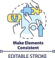 Make elements consistent concept icon. Website design. Mobile first key element abstract idea thin line illustration. Isolated outline drawing. Editable stroke vector