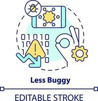 Less buggy concept icon. Simple website code. Advantage of mobile first design abstract idea thin line illustration. Isolated outline drawing. Editable stroke vector