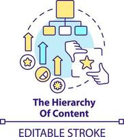 Hierarchy of content concept icon. Website arrangement. Mobile first design process abstract idea thin line illustration. Isolated outline drawing. Editable stroke vector