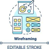 Wireframing concept icon. Site architecture. Mobile website development abstract idea thin line illustration. Isolated outline drawing. Editable stroke vector