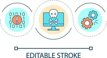 Hacker attack loop concept icon. Computer virus. Cyberattack. Digital system failure abstract idea thin line illustration. Isolated outline drawing. Editable stroke vector